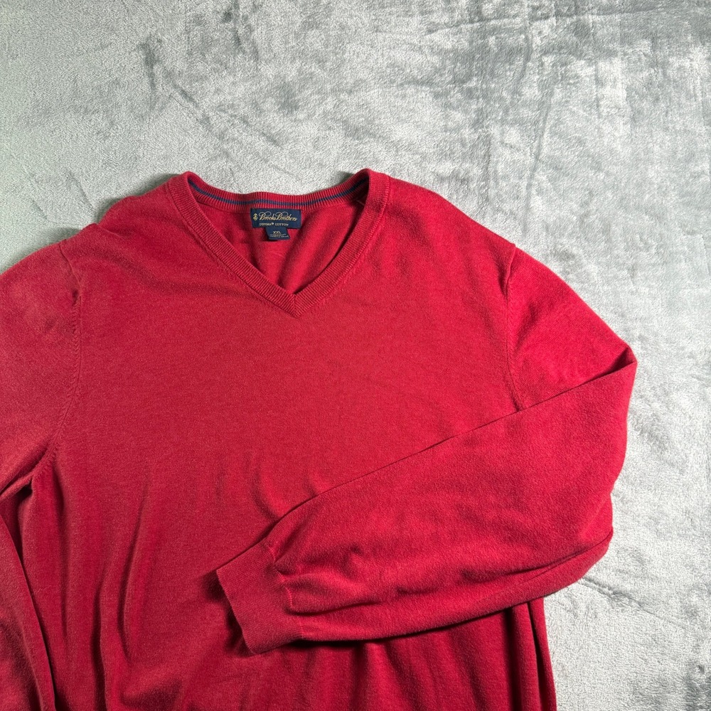 Brooks Brothers Supima Cotton V-Neck Sweater Soft Knit Red XXL